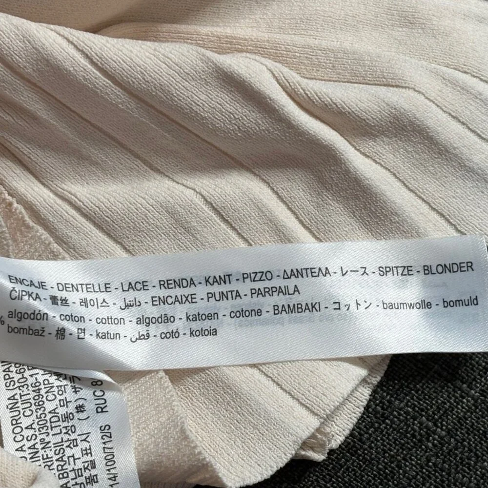Zara Sleeveless Knit V-Neck Dress Off White Size Small - Picture 9 of 10